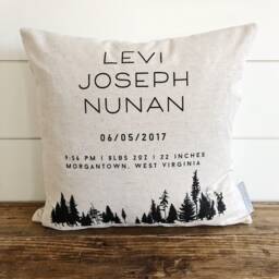 Modern Forest Birth Announcement Pillow Cover - thumbnail 1