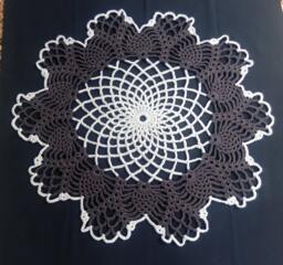 Crochet Doily Rug Round 41 Inches Brown Decorative Carpet Lace Children Decor - thumbnail 1
