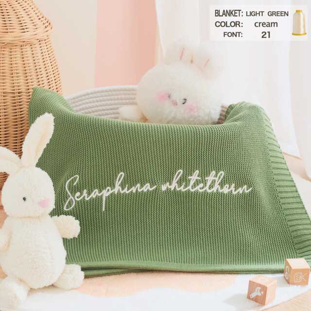Personalized Baby Blanket Soft Cotton Knit With Name Embroidery - image 1