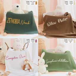 Personalized Baby Blanket Soft Cotton Knit With Name Embroidery - thumbnail 2