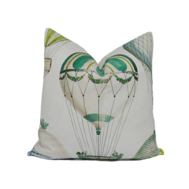 Manuel Canovas - L'envol Jade Whimsical Hot Air Balloon Designer Cushion Cover Handmade Throw Pillow Home D??cor - image 1