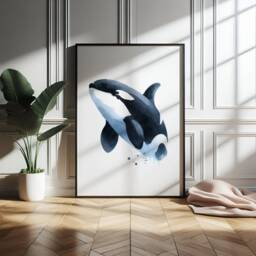 Orca Whale Print Set - 3 Watercolour Designs - Orcas Wall Art Beach House Decor Killer Whales Gift Modern Illustration Artwork - thumbnail 3