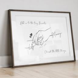 Personalised Mum & Baby Line Art Print, Custom Mother Child Hands, New Gift - thumbnail 3
