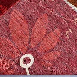 5x8 Floral Design Red Gabbeh Rug, Hand Knotted Afghan Wool Oriental Area Turkmen Home Decor Art Boho Tribal Bedroom Rug - thumbnail 4