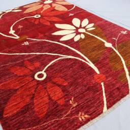5x8 Floral Design Red Gabbeh Rug, Hand Knotted Afghan Wool Oriental Area Turkmen Home Decor Art Boho Tribal Bedroom Rug - thumbnail 2
