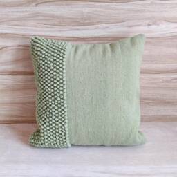 Sage Green/Light Forest Chunky Loops Wool Hand Woven 12x20, 14x20, 16x16, 18x18 , 20x20 Inches Decorative Throw Pillow Cover - thumbnail 2
