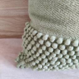 Sage Green/Light Forest Chunky Loops Wool Hand Woven 12x20, 14x20, 16x16, 18x18 , 20x20 Inches Decorative Throw Pillow Cover - thumbnail 3