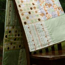 Jungle Animal Baby Quilt, Nursery Bedding, Unique Shower Gift, Baby Boy Quilt, Girl Neutral Green Yellow Quilt - thumbnail 2