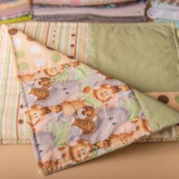 Jungle Animal Baby Quilt, Nursery Bedding, Unique Shower Gift, Baby Boy Quilt, Girl Neutral Green Yellow Quilt - thumbnail 3