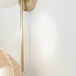 Rattan Double Globe Sconce, Modern Rustic Wall Lighting - thumbnail 4