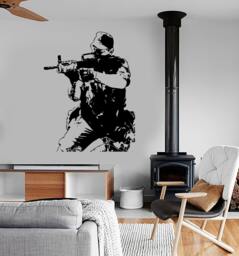 Wall Vinyl Soldier Army Forces War Guaranteed Quality Decal Mural Art 1638Dz - thumbnail 1