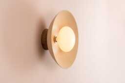 Speckled Cream Matt Dawn Wall Light Sconce in Ceramic & Oak