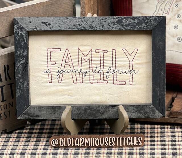 Family Journey Primitive Stitchery Framed Print - image 1