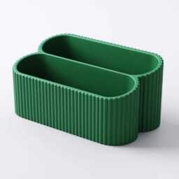 Ribbed Business Card Holder - Modern Fluted Design Desk Stand Office Reception 1, 2, 3 Compartments - thumbnail 3