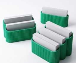 Ribbed Business Card Holder - Modern Fluted Design Desk Stand Office Reception 1, 2, 3 Compartments