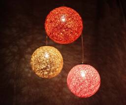 Handwoven Paper Rope Ball Chandelier Bohemian Pendant Light - thumbnail 1