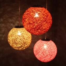 Handwoven Paper Rope Ball Chandelier Bohemian Pendant Light - thumbnail 3