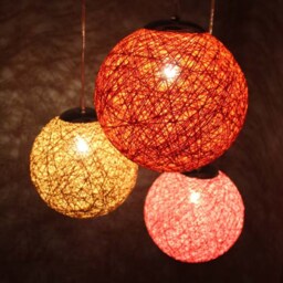 Handwoven Paper Rope Ball Chandelier Bohemian Pendant Light - thumbnail 2