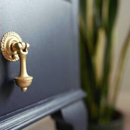 Upcycled Navy Blue Queen Anne Bureau Vintage Writing Desk - thumbnail 3