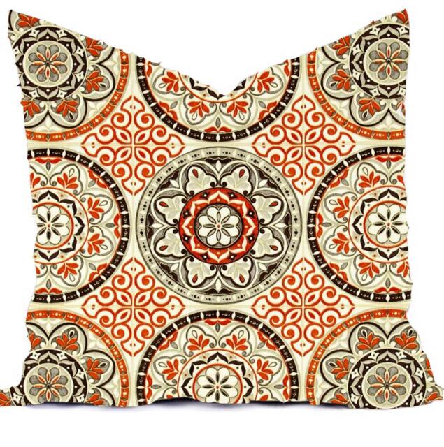 Outdoor Pillows Or Indoor Cover Custom Sizes Include 16x16, 18x18 - Shades Of Orange Rust Sienna Sand Brown Tan Khaki Modern Geometric - image 1