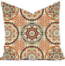 Outdoor Pillows Or Indoor Cover Custom Sizes Include 16x16, 18x18 - Shades Of Orange Rust Sienna Sand Brown Tan Khaki Modern Geometric - thumbnail 1
