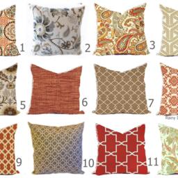 Outdoor Pillows Or Indoor Cover Custom Sizes Include 16x16, 18x18 - Shades Of Orange Rust Sienna Sand Brown Tan Khaki Modern Geometric - thumbnail 2
