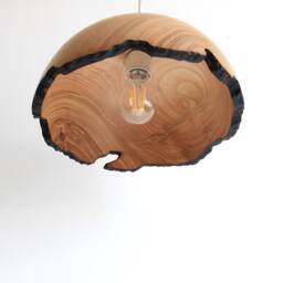 Wood Chandelier, Handmade Farmhouse Lighting, Dining Room Lamp, Natural Live Edge - thumbnail 3