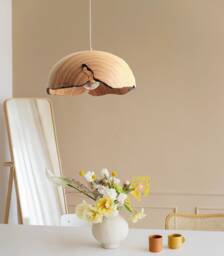 Wood Chandelier, Handmade Farmhouse Lighting, Dining Room Lamp, Natural Live Edge - thumbnail 1