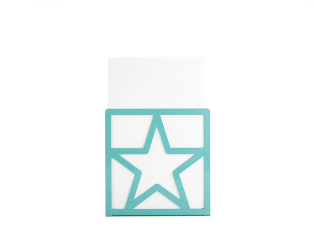 Modern Metal Bookend Teal Star - image 1