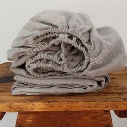 Gray Linen Fitted Sheet Belgian Linen, Custom Sizes - thumbnail 2
