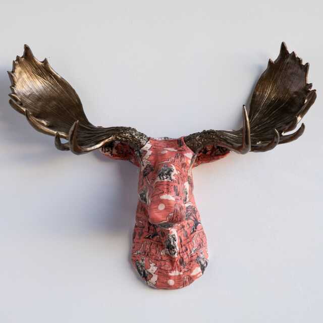 Faux Taxidermy Moose Head Fabric Wall Mount - Decor Old Western Fam2509 - image 1