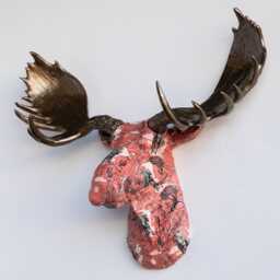 Faux Taxidermy Moose Head Fabric Wall Mount - Decor Old Western Fam2509 - thumbnail 2