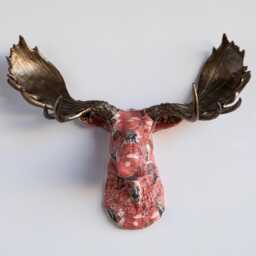 Faux Taxidermy Moose Head Fabric Wall Mount - Decor Old Western Fam2509 - thumbnail 1