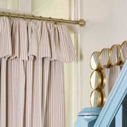 Neutral Ticking Stripe Door Curtain Blackout Lined With Flop Over - thumbnail 4
