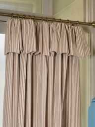 Neutral Ticking Stripe Door Curtain Blackout Lined With Flop Over