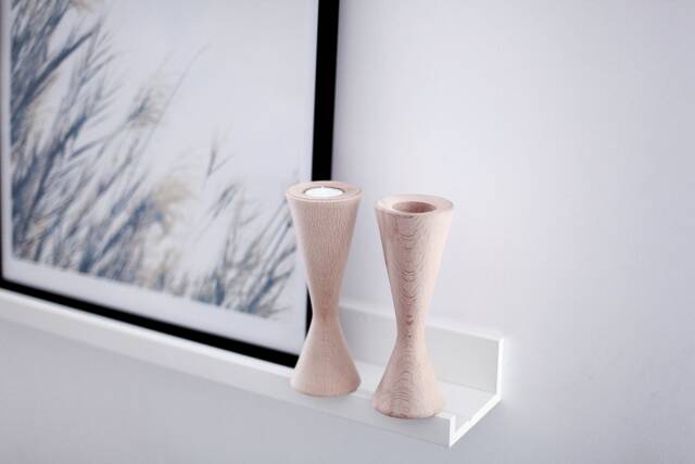 Solid Beech Candlestick Set, Rustic Wood Home Decor - image 1