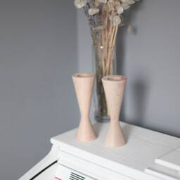 Solid Beech Candlestick Set, Rustic Wood Home Decor - thumbnail 4