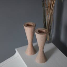 Solid Beech Candlestick Set, Rustic Wood Home Decor - thumbnail 2