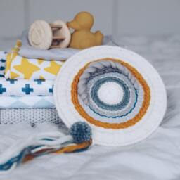 Sunny Sky Round Wall Hanging With Pompom/Woven Hanging/Textile Weaving/Wall Art Tapestry - thumbnail 4