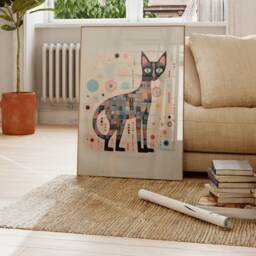 Fantasy Cat Print, Kitten Poster, Siamese Painting Wall Art, Contemporary Digital, Pet Canvas, Retro Printable Gift, Feline Decor - thumbnail 2