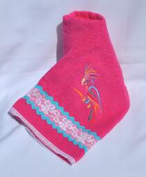 Pink Face Towel, Embroidered Towel - thumbnail 1