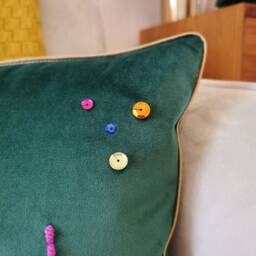 Merry & Bright Embroidered Velvet Christmas Cushion - thumbnail 2