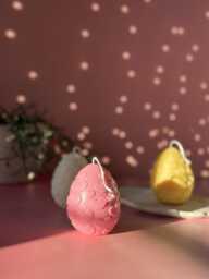 Heart Easter Egg Soy Wax Candle With Flower Detailed - Spring Home Decor Aesthetic Handmade Candles - thumbnail 1