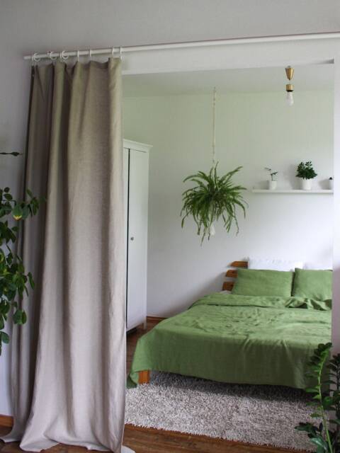 100% Linen Curtain in Natural Grey Of Medium Heavy Softened Europen Flax Linen, Hanging, Flat Panel Curtain - image 1