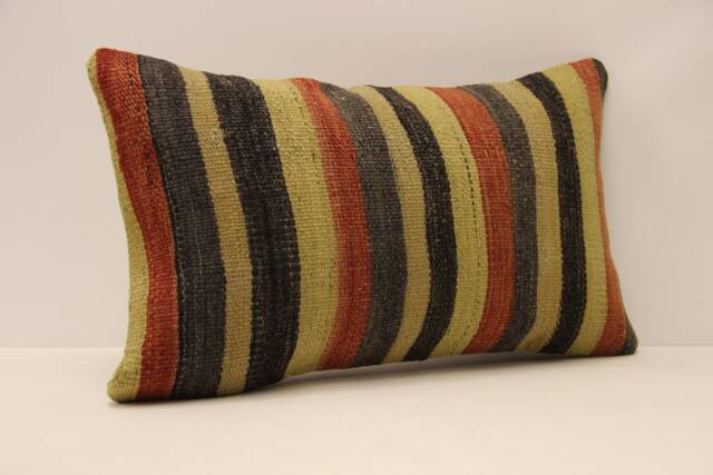 Vintage Turkish Kilim Pillow Throw Pillow Accent Sofa Lumbar Covers 12X20 in - 30 X 50 cm 4Oef-753 - image 1