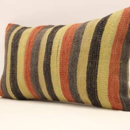 Vintage Turkish Kilim Pillow Throw Pillow Accent Sofa Lumbar Covers 12X20 in - 30 X 50 cm 4Oef-753 - thumbnail 3