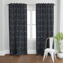 Geometric Curtain Panel - Triangles Bohemain Shapes Navy Nursery Custom Mod Gold Indigo Rotated By Crystal_Walen - thumbnail 2