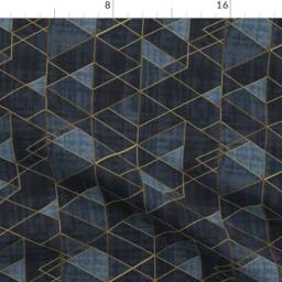 Geometric Curtain Panel - Triangles Bohemain Shapes Navy Nursery Custom Mod Gold Indigo Rotated By Crystal_Walen - thumbnail 4