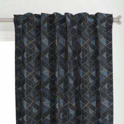Geometric Curtain Panel - Triangles Bohemain Shapes Navy Nursery Custom Mod Gold Indigo Rotated By Crystal_Walen