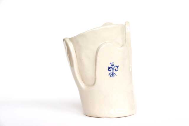 Handmade Ceramic Vase Sculptural Delft Blue Flower Decor - image 1